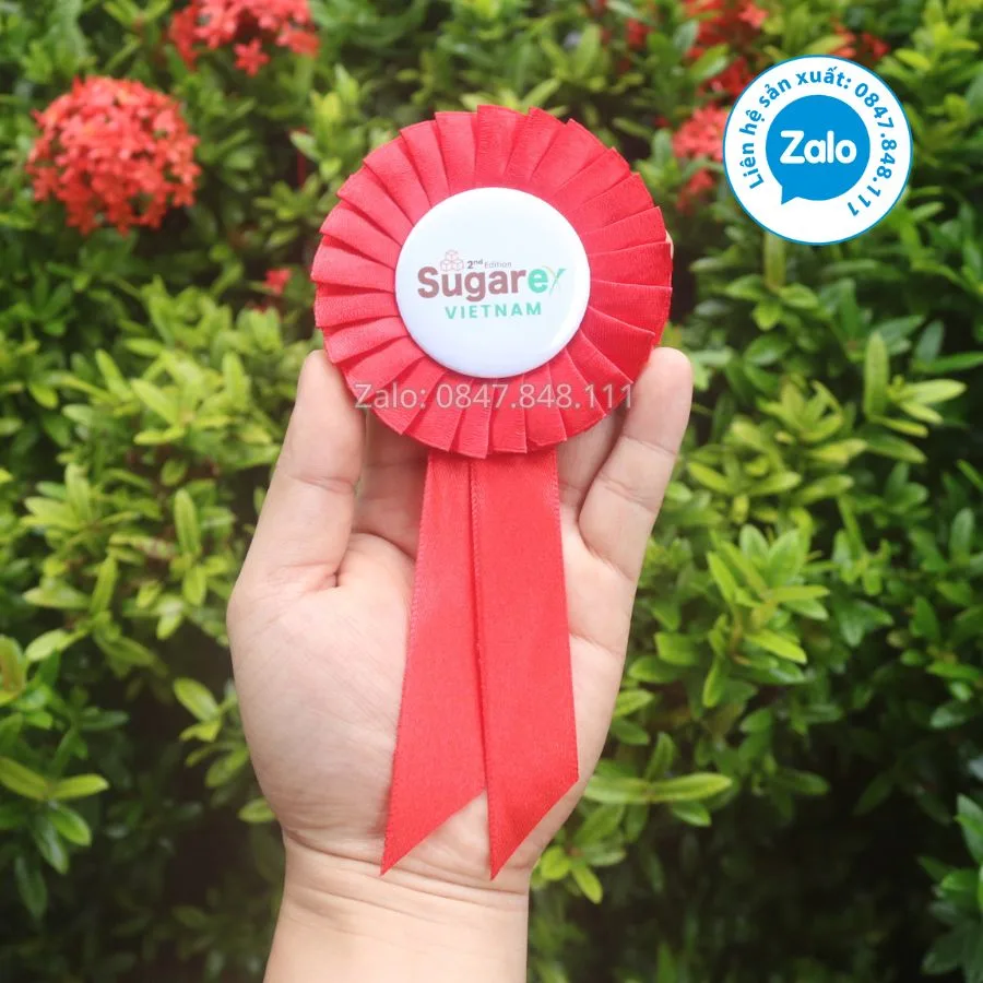 Hoa cài áo In logo thương hiệu - Xưởng sản xuất hoa cài áo đại biểu Hoa cài áo In logo thương hiệu